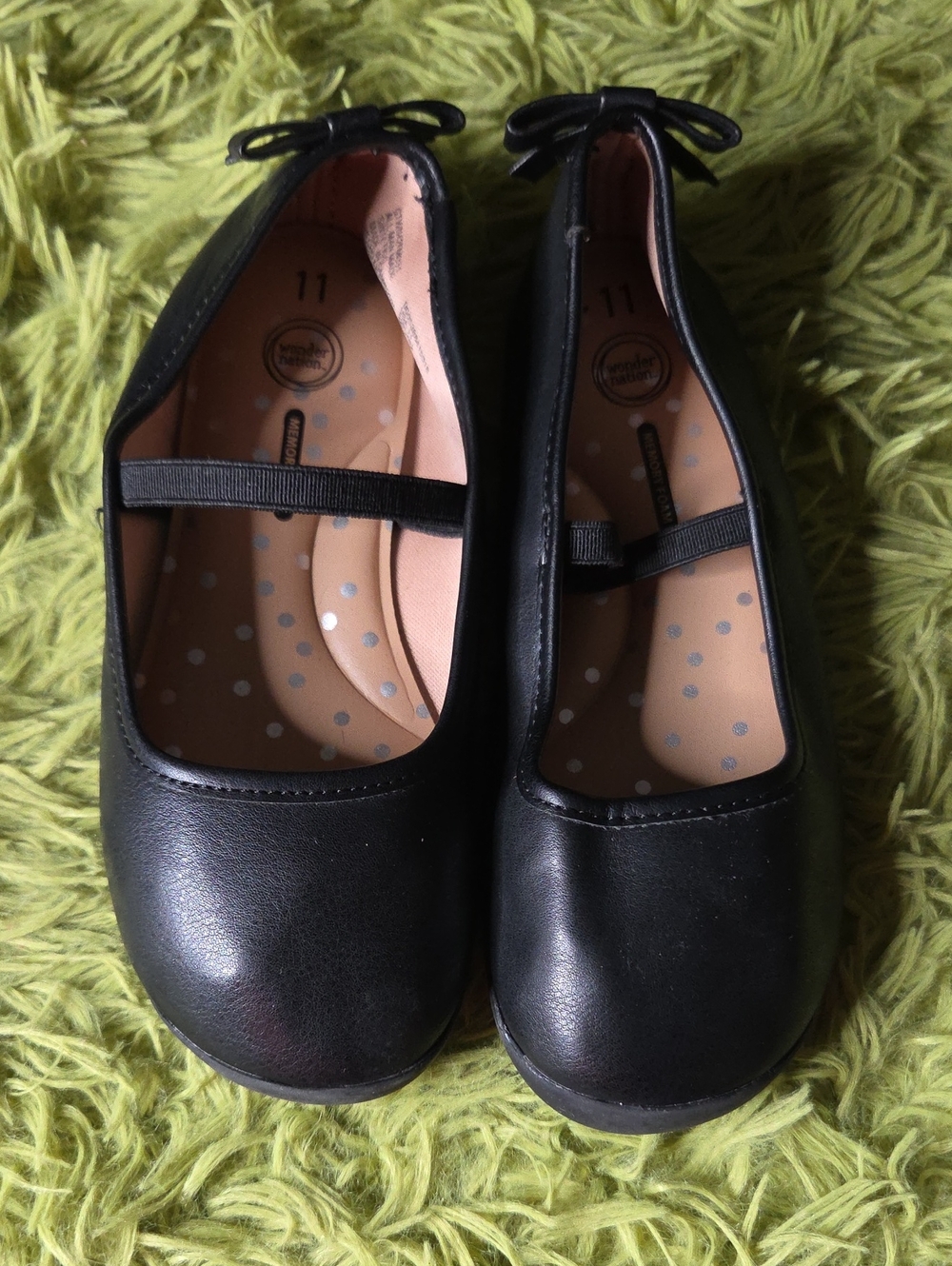 wonder nation Black Girls' Mary Jane Ballet Flats with Bow